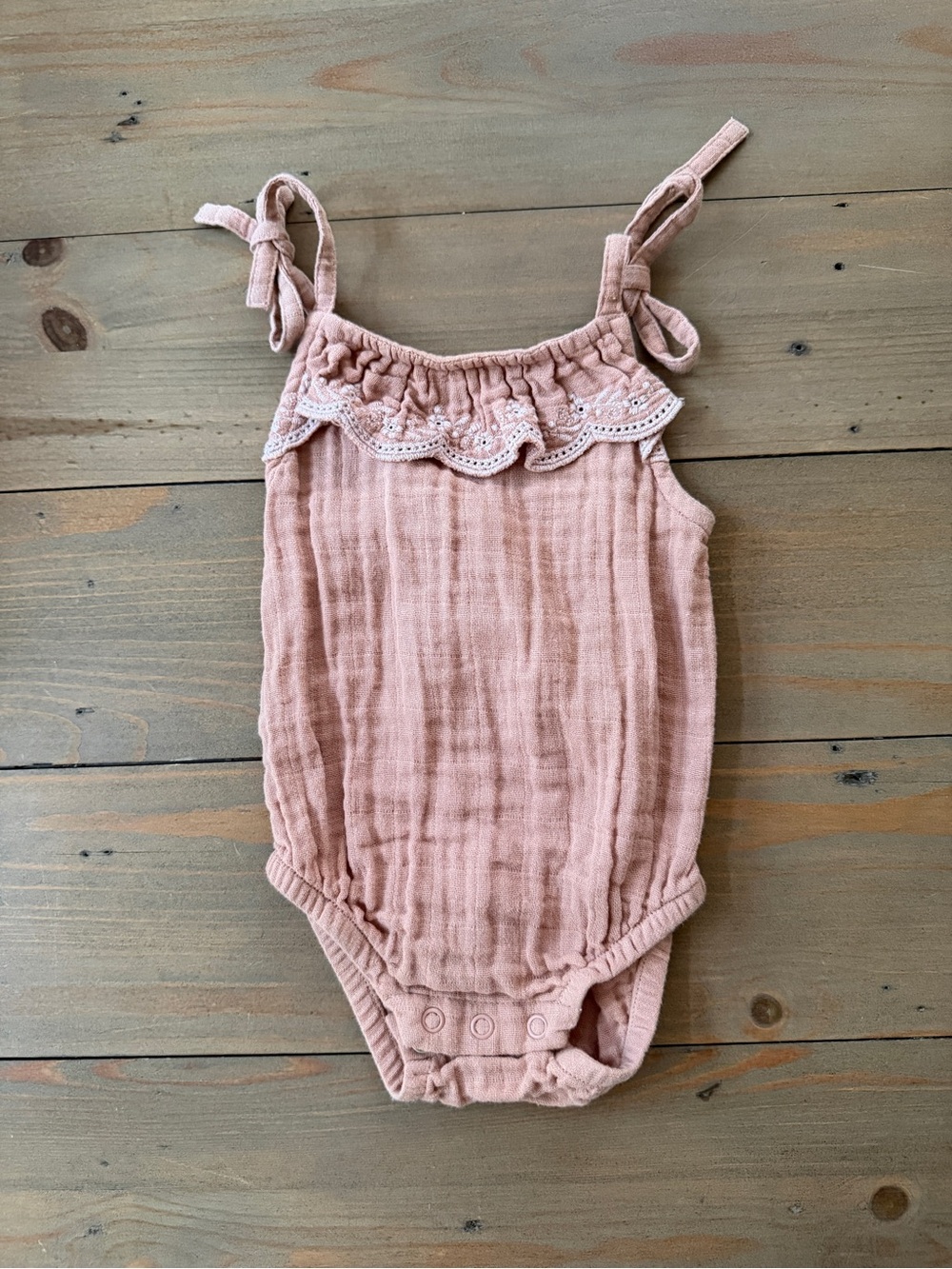 Jamie Kay Soft Pink Ruffle 100% Organic Cotton One-Piece - 6-12 Months